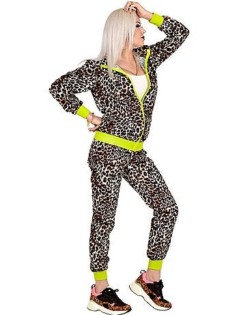 Conjunto de treino com estampa de leopardo dos anos 80