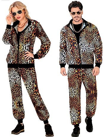 Conjunto de treino com estampa de leopardo neon