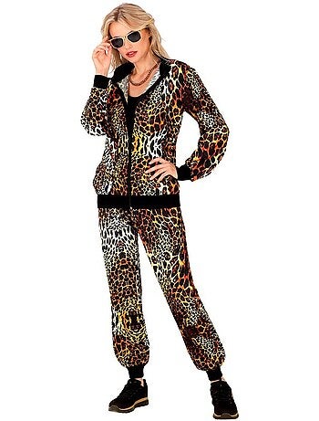 Conjunto de treino com estampa de leopardo neon