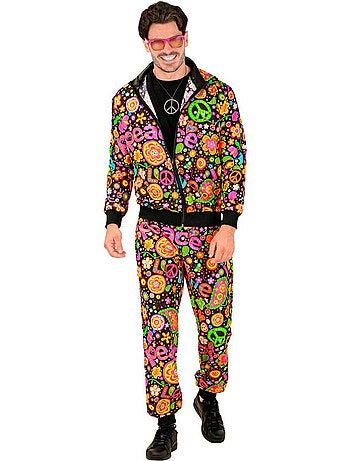 Conjunto de treino hippie groovy love em cores fluorescentes escuras