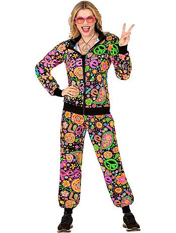 Conjunto de treino hippie groovy love em cores fluorescentes escuras