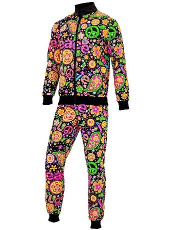 Conjunto de treino hippie groovy love em cores fluorescentes escuras