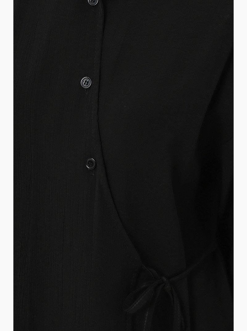 Conjunto de túnica e calças com colarinho de camisa e detalhe de laço bdart Preto - Kiabi