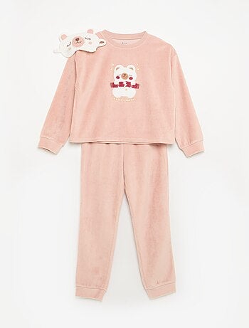Conjunto de veludo - pijama de 2 peças + máscara de dormir