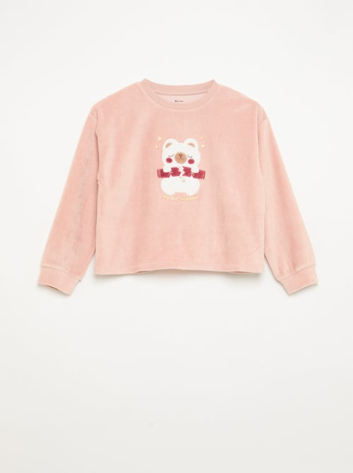 Conjunto de veludo - pijama de 2 peças + máscara de dormir - Kiabi