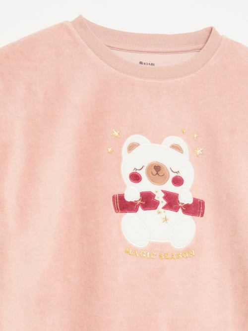 Conjunto de veludo - pijama de 2 peças + máscara de dormir - Kiabi