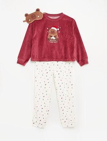 Conjunto de veludo - pijama de 2 peças + máscara de dormir