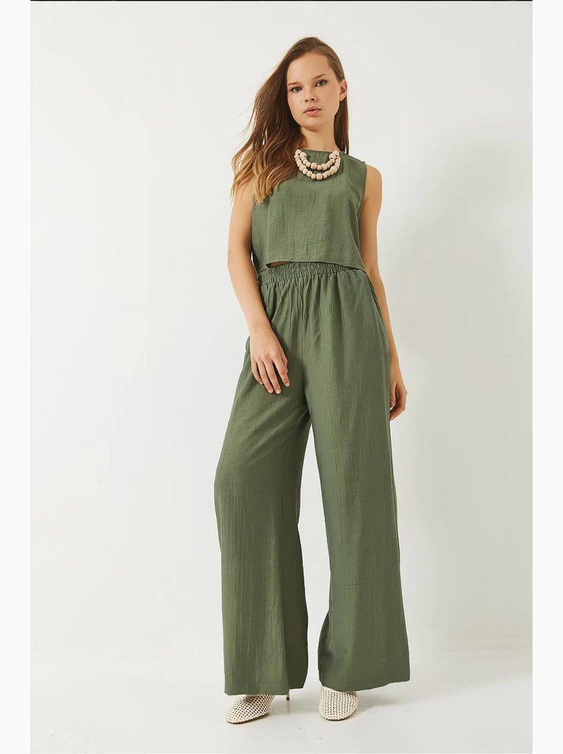 Conjunto de verão bianco com colete e calças de cintura subida lucci Cáqui - Kiabi