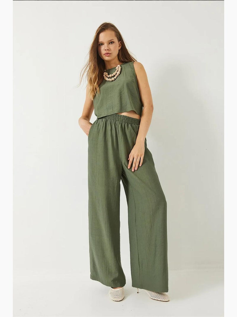 Conjunto de verão bianco com colete e calças de cintura subida lucci Cáqui - Kiabi