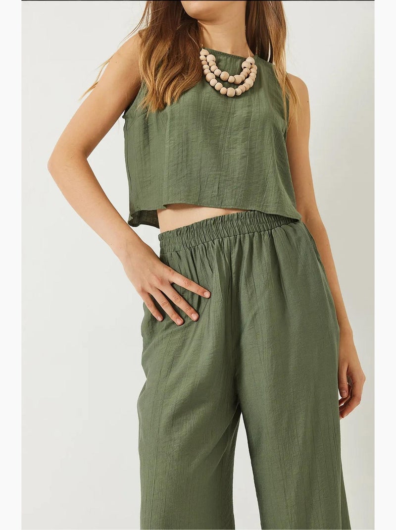 Conjunto de verão bianco com colete e calças de cintura subida lucci Cáqui - Kiabi