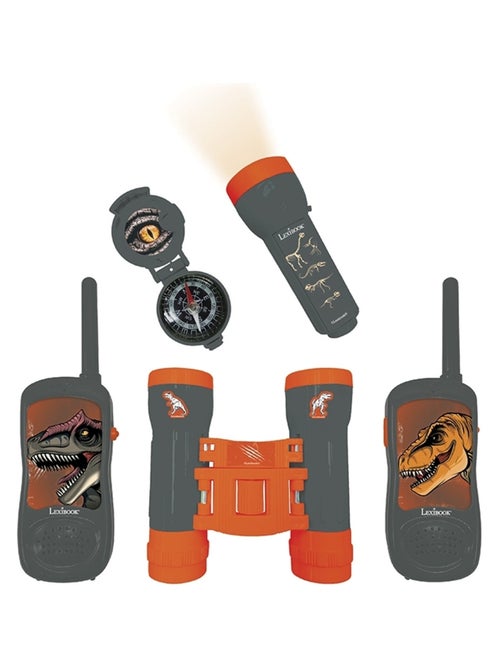 Conjunto dinosaur aventura com walkie talkies até 120 m, binóculos e bússola - Kiabi
