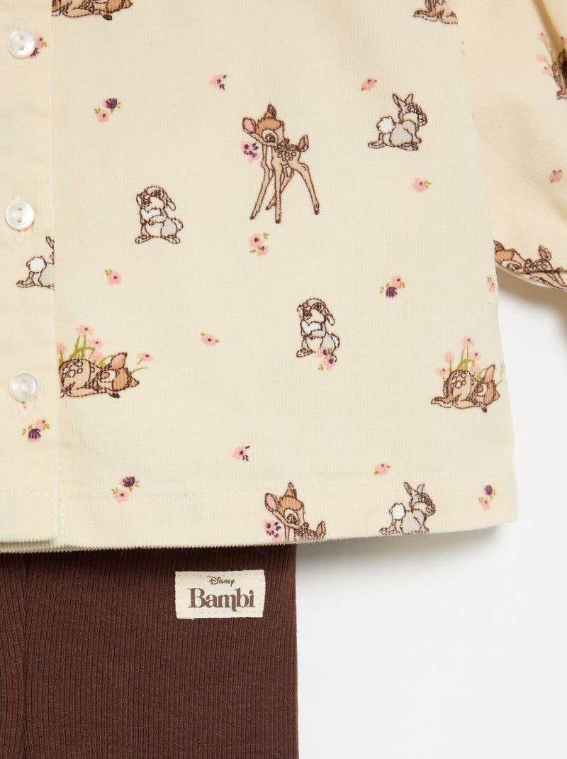 Conjunto 'Disney' 'Bambi' 2 peças - Camisa + legging Bege - Kiabi