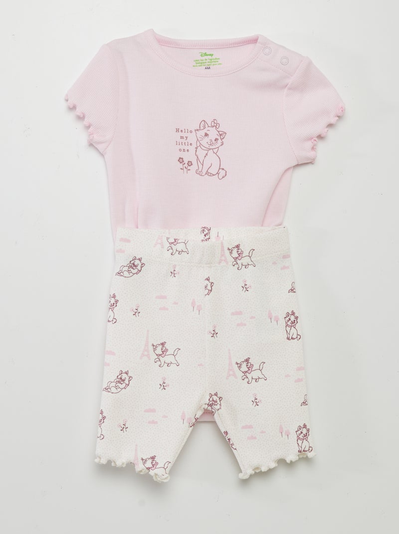 Conjunto 'Disney' body canelado + Leggings curtas ROSA - Kiabi