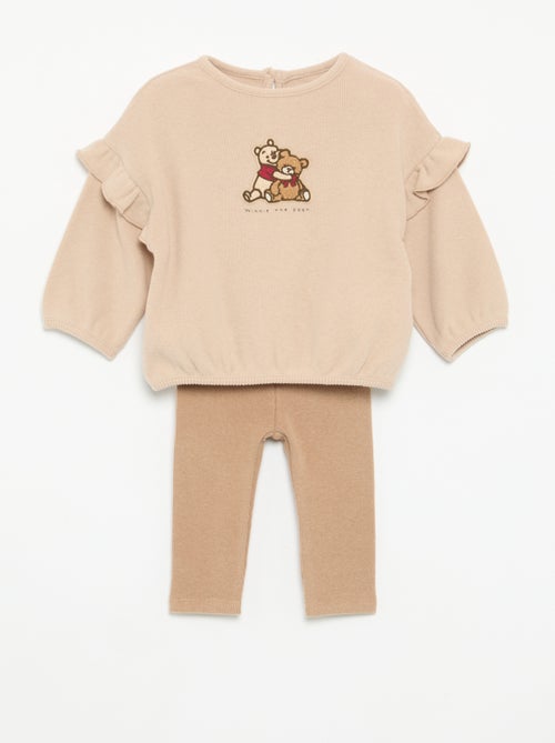 Conjunto 'Disney' de 2 peças - Camisola com folhos + legging - Kiabi Conjunto 'Disney' de 2 peças - Camisola com folhos + legging - Kiabi