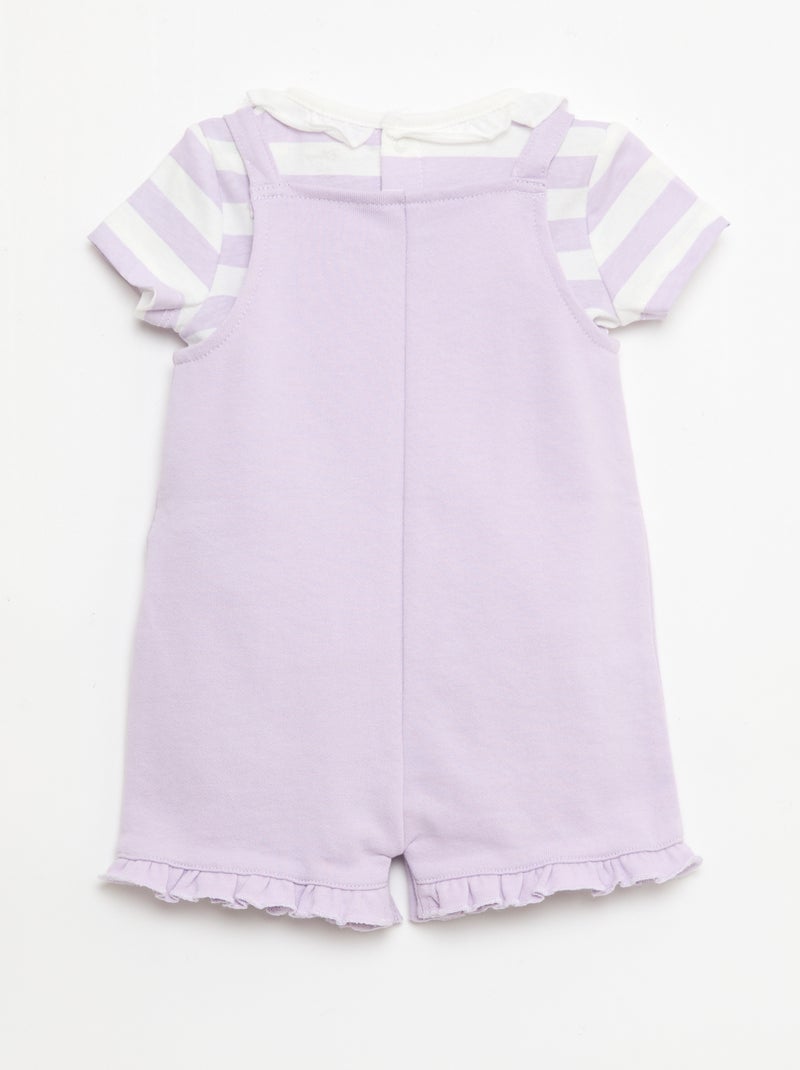 Conjunto "Disney" de 2 peças - T-shirt + macacão curto Violeta - Kiabi