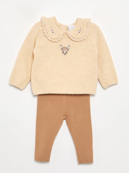 Conjunto 'Disney' de 2 peças em malha tricotada - Camisola + legging - Kiabi