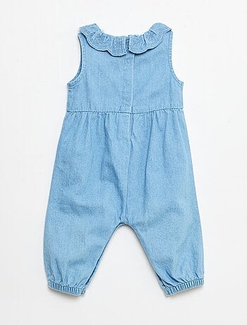 Conjunto 'Disney' em ganga - Jardineira comprida + bandana