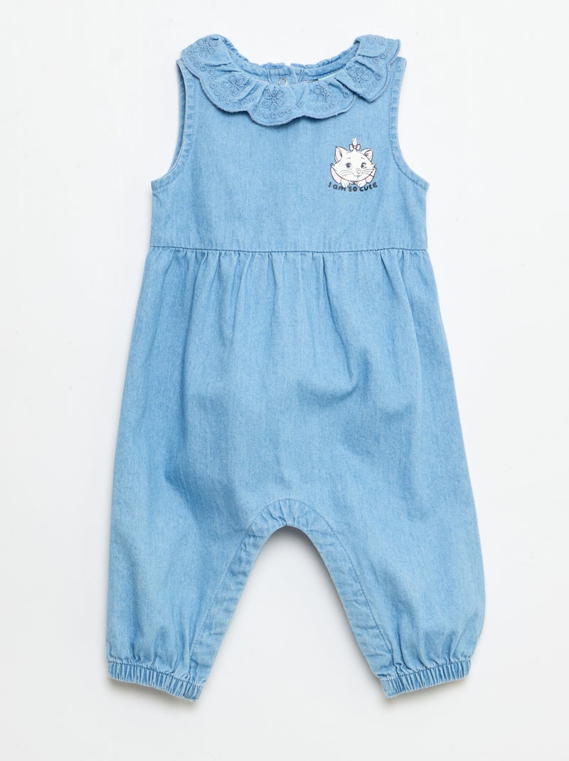 Conjunto 'Disney' em ganga - Jardineira comprida + bandana Azul - Kiabi