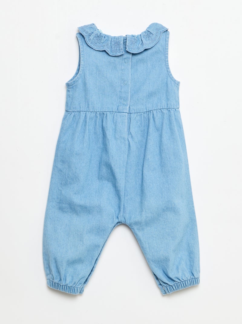Conjunto 'Disney' em ganga - Jardineira comprida + bandana Azul - Kiabi