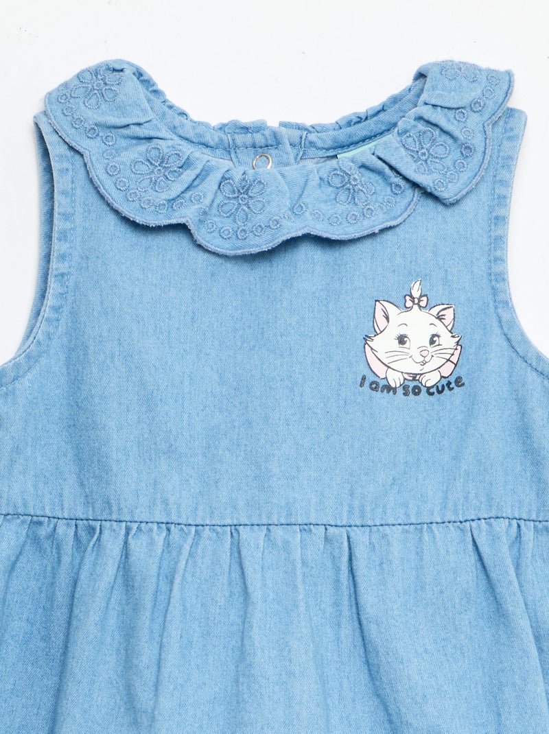 Conjunto 'Disney' em ganga - Jardineira comprida + bandana Azul - Kiabi