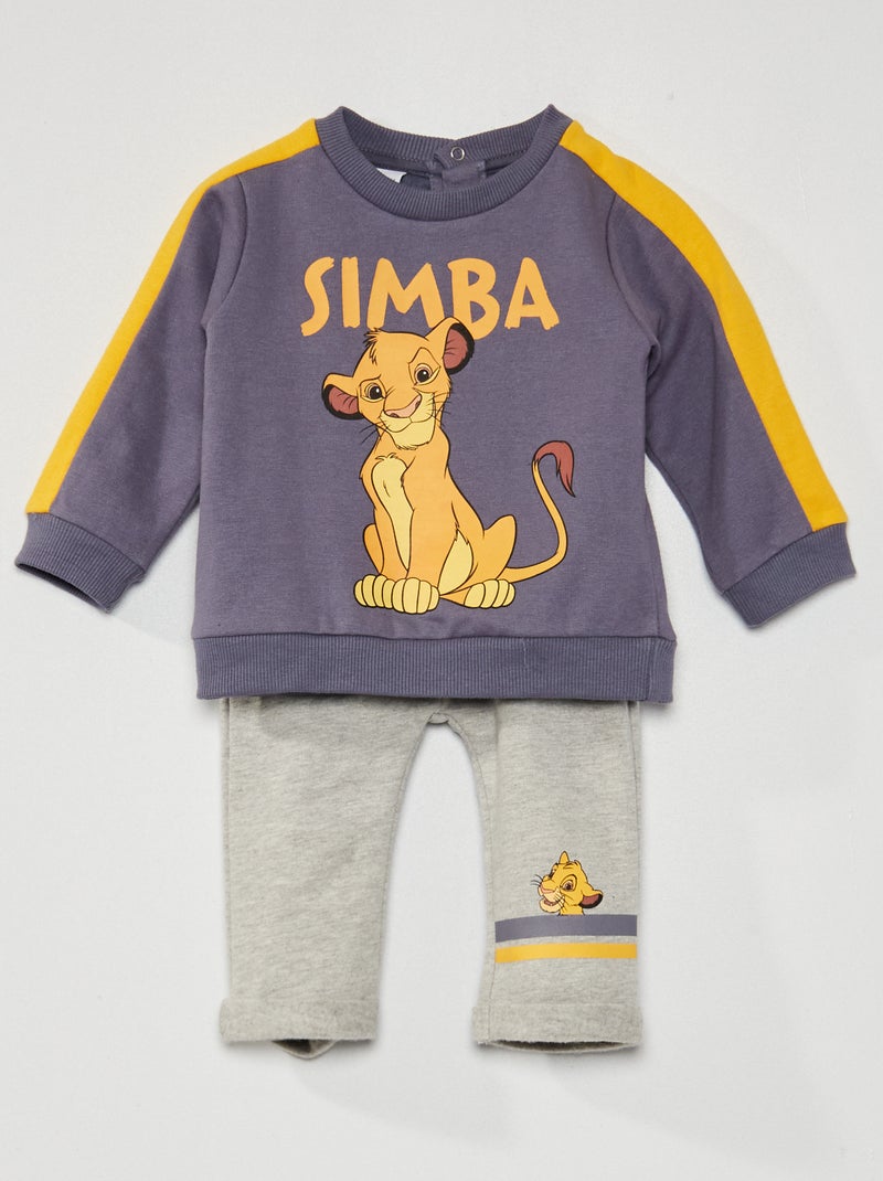 Conjunto 'Disney' em moletão - 2 peças Marinho/ Cinza - Kiabi