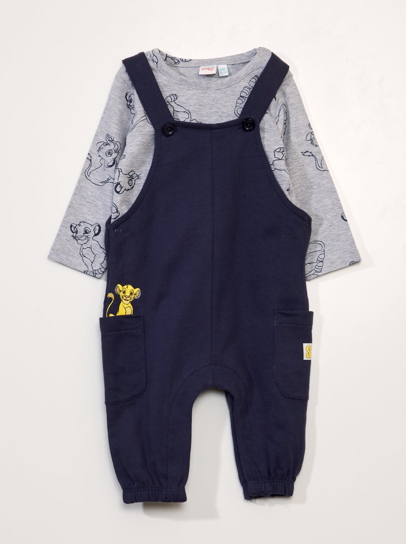 Conjunto 'Disney' jardineiras + t-shirt - 2 peças AZUL - Kiabi