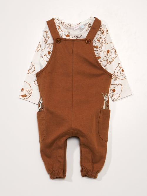 Conjunto 'Disney' jardineiras + t-shirt - 2 peças - Kiabi