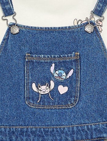 Conjunto 'Disney' Stitch' 2 peças - vestido jardineira + T-shirt de manga comprida