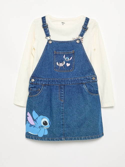 Conjunto 'Disney' Stitch' 2 peças - vestido jardineira + T-shirt de manga comprida - Kiabi
