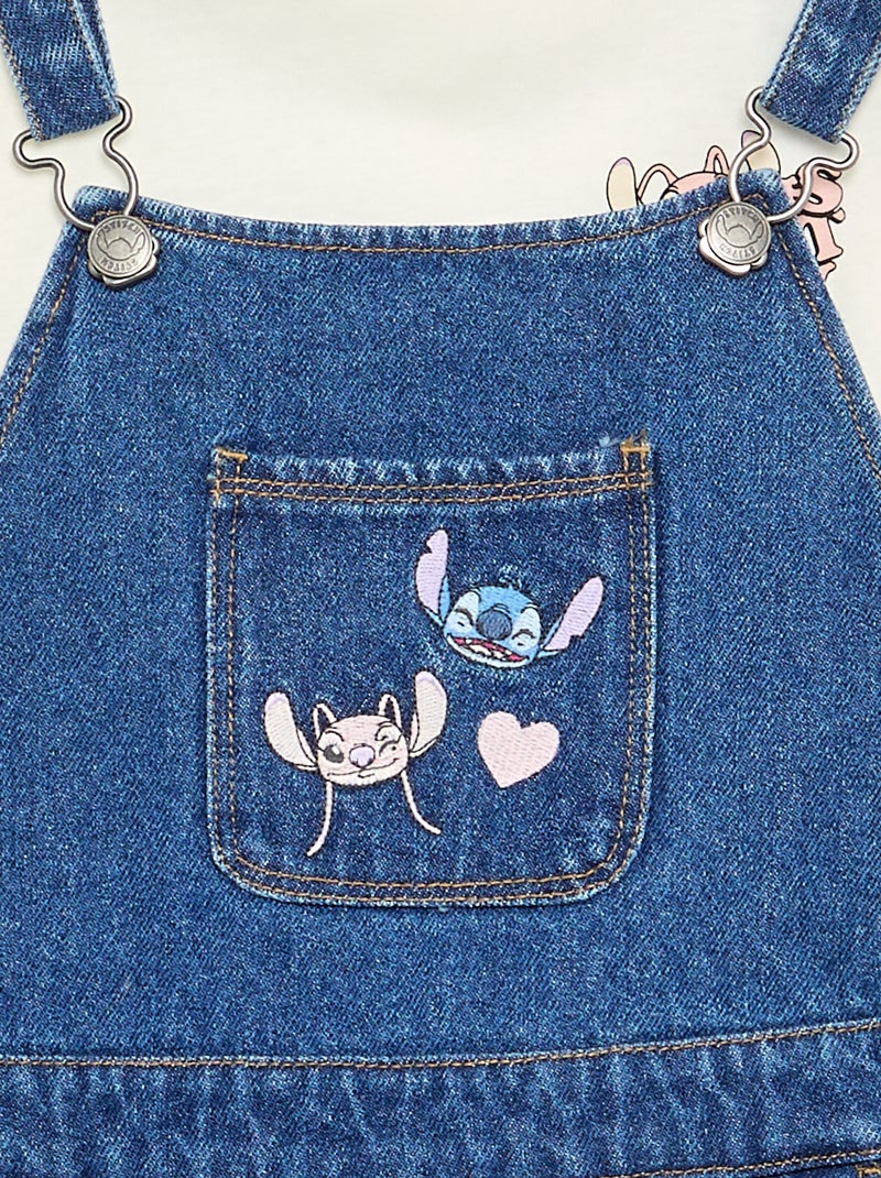 Conjunto 'Disney' Stitch' 2 peças - vestido jardineira + T-shirt de manga comprida Azul - Kiabi
