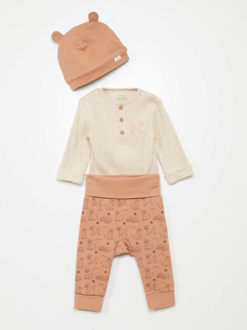 Conjunto 'Disney' sweatshirt + calças + gorro - 3 peças BEGE - Kiabi