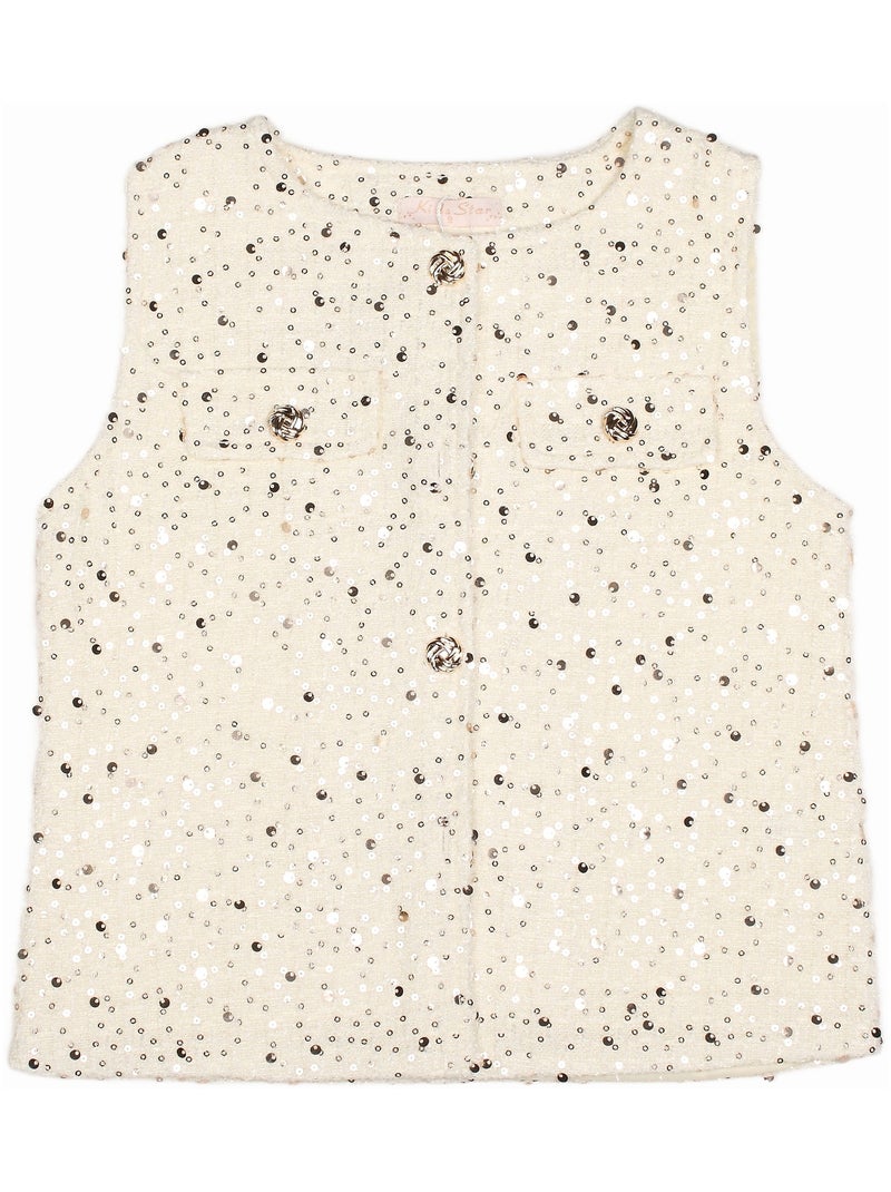 Conjunto elegante decorado com lantejoulas - Kids Star Creme - Kiabi
