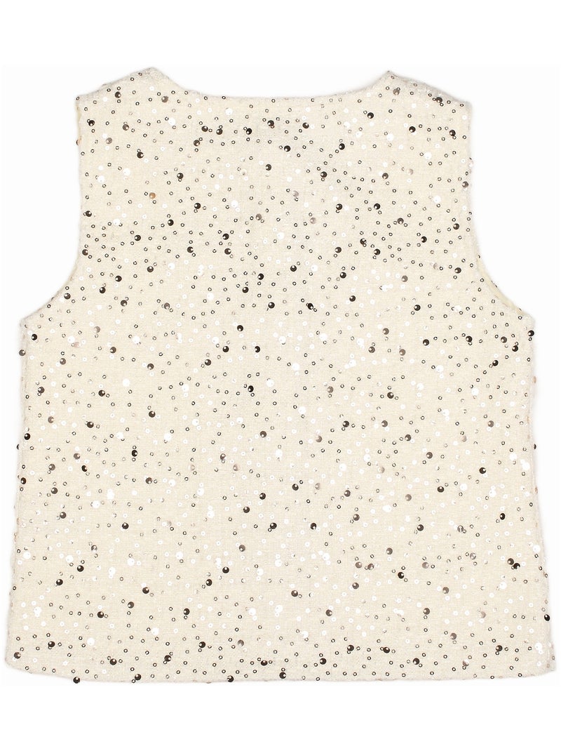 Conjunto elegante decorado com lantejoulas - Kids Star Creme - Kiabi
