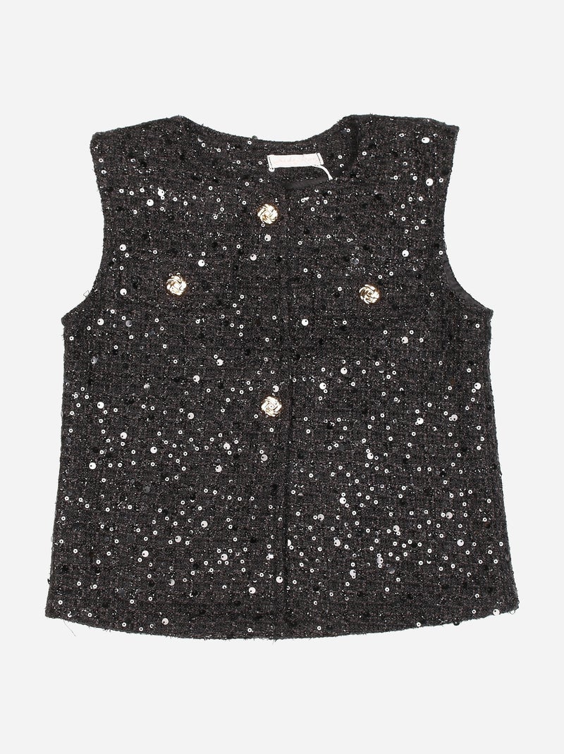 Conjunto elegante decorado com lantejoulas - Kids Star Preto - Kiabi