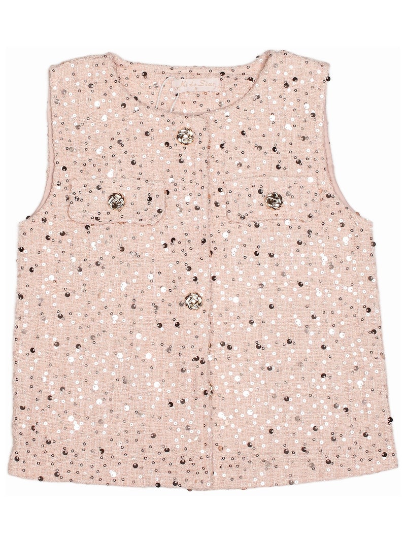 Conjunto elegante decorado com lantejoulas - Kids Star Rosa - Kiabi