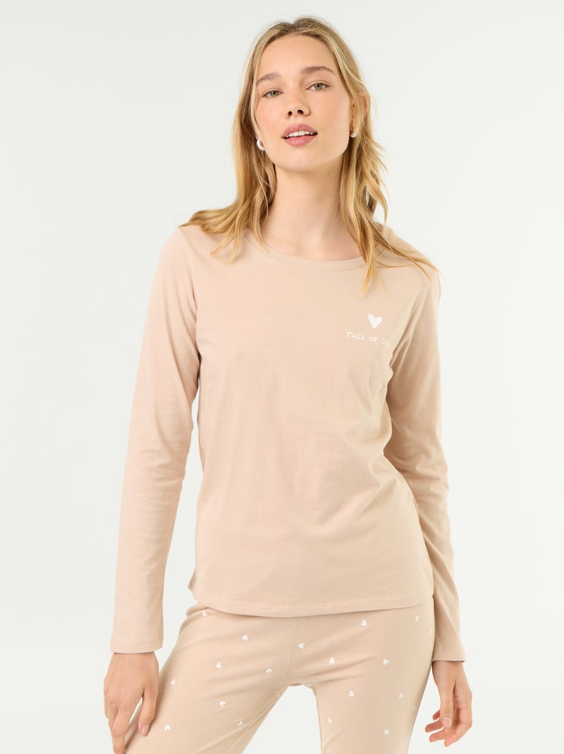 Conjunto em jersey - 2 peças Bege - Kiabi