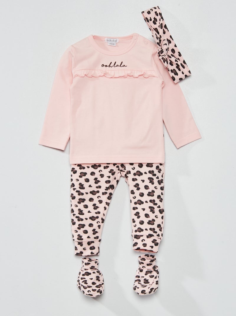 Conjunto em jersey - 4 peças Rosa - Kiabi