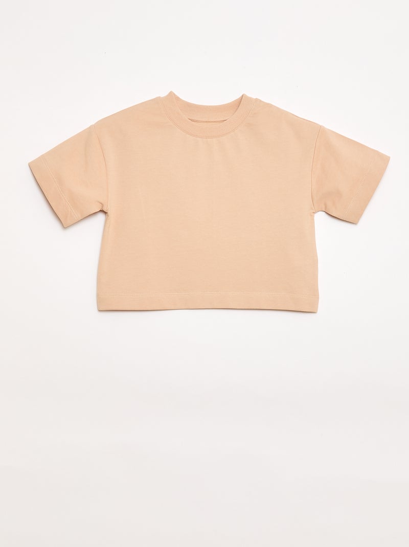 Conjunto em jersey t-shirt + calças Bege - Kiabi