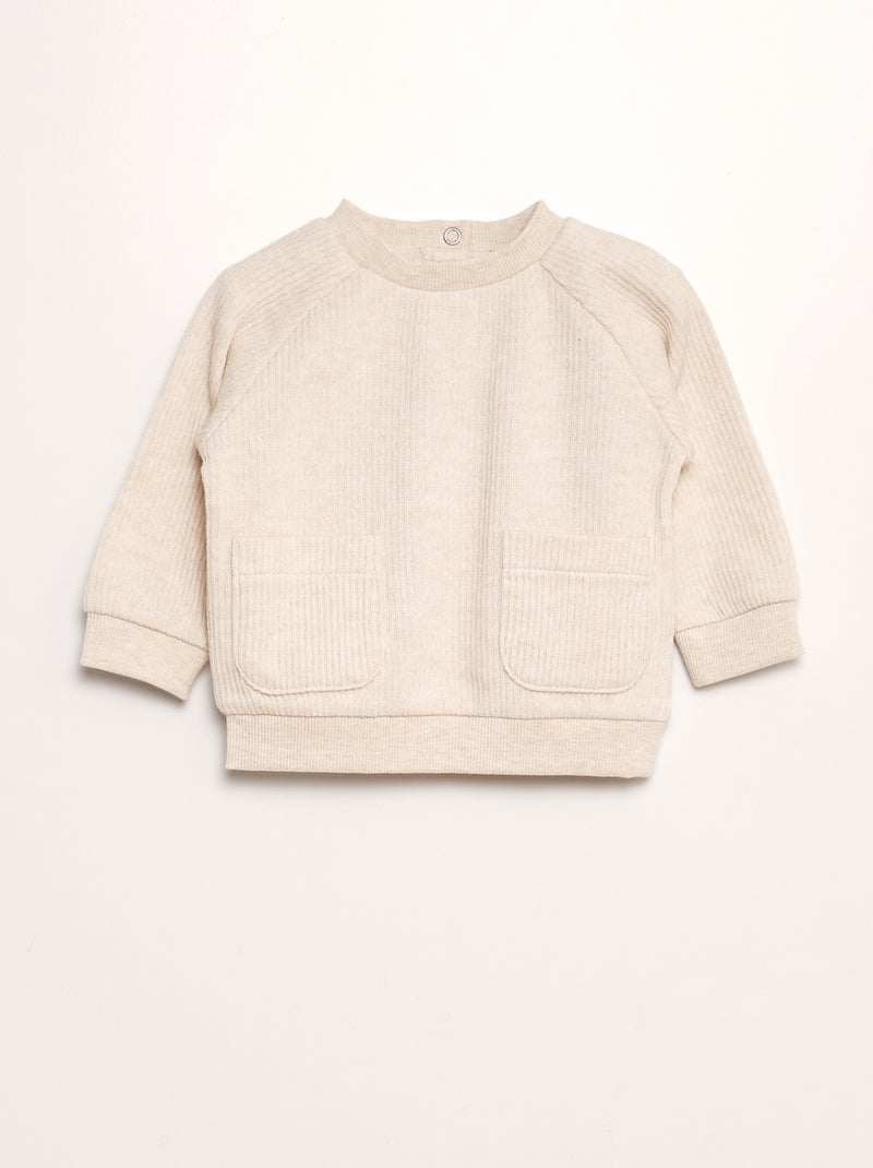 Conjunto em malha nervurada  - 2 peças BEGE - Kiabi