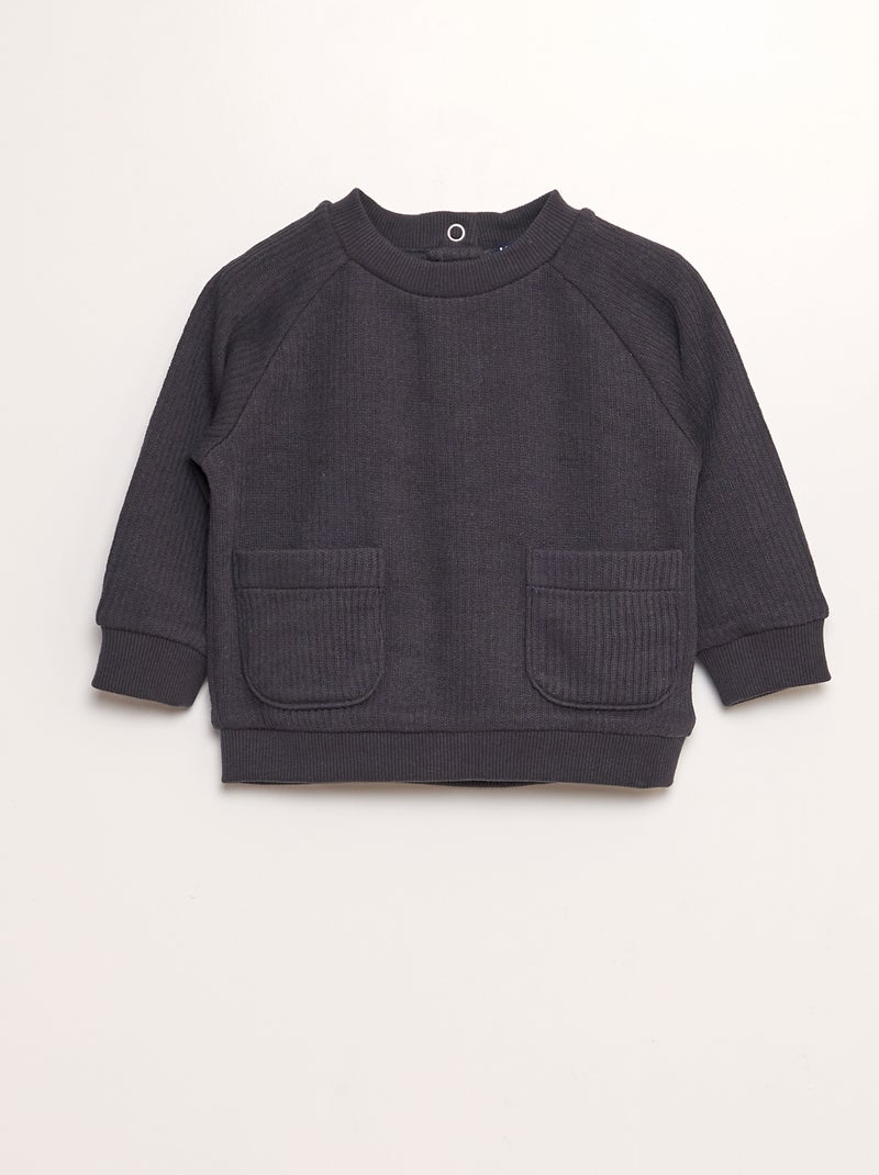 Conjunto em malha nervurada  - 2 peças PRETO - Kiabi