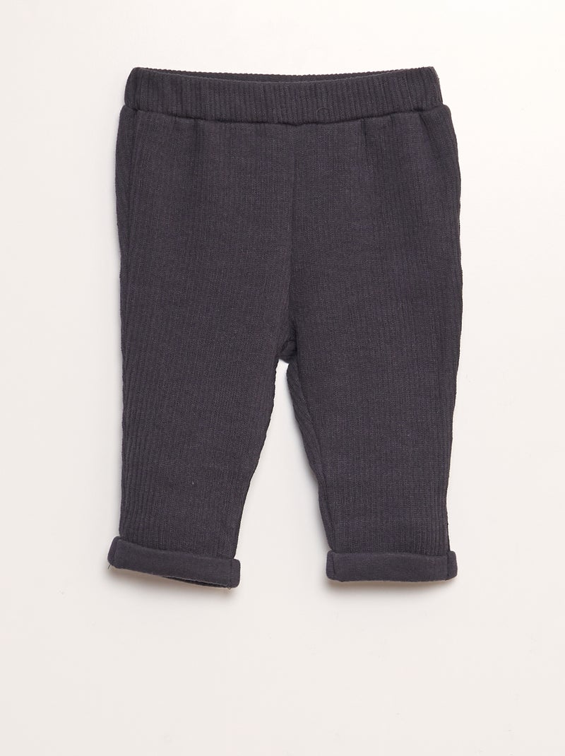 Conjunto em malha nervurada  - 2 peças PRETO - Kiabi