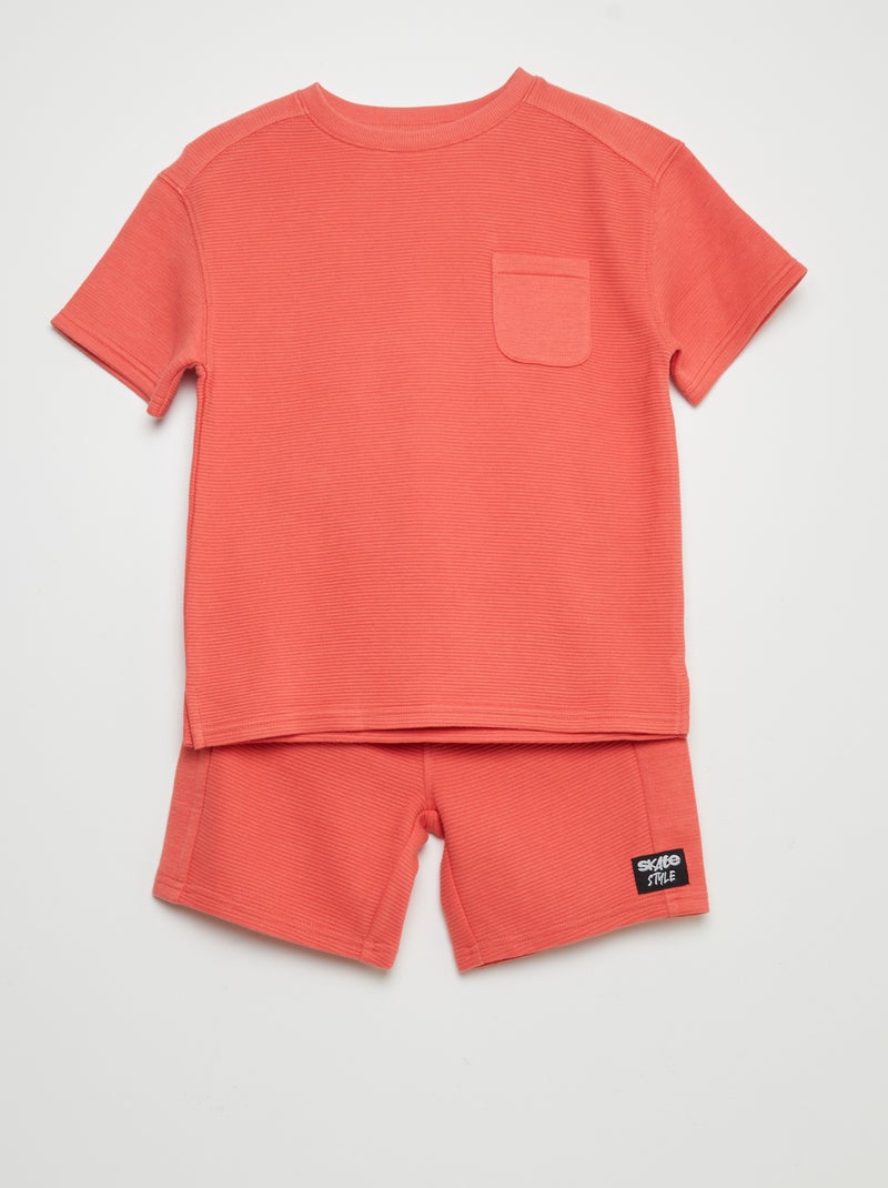 Conjunto em malha texturizada - 2 peças LARANJA - Kiabi