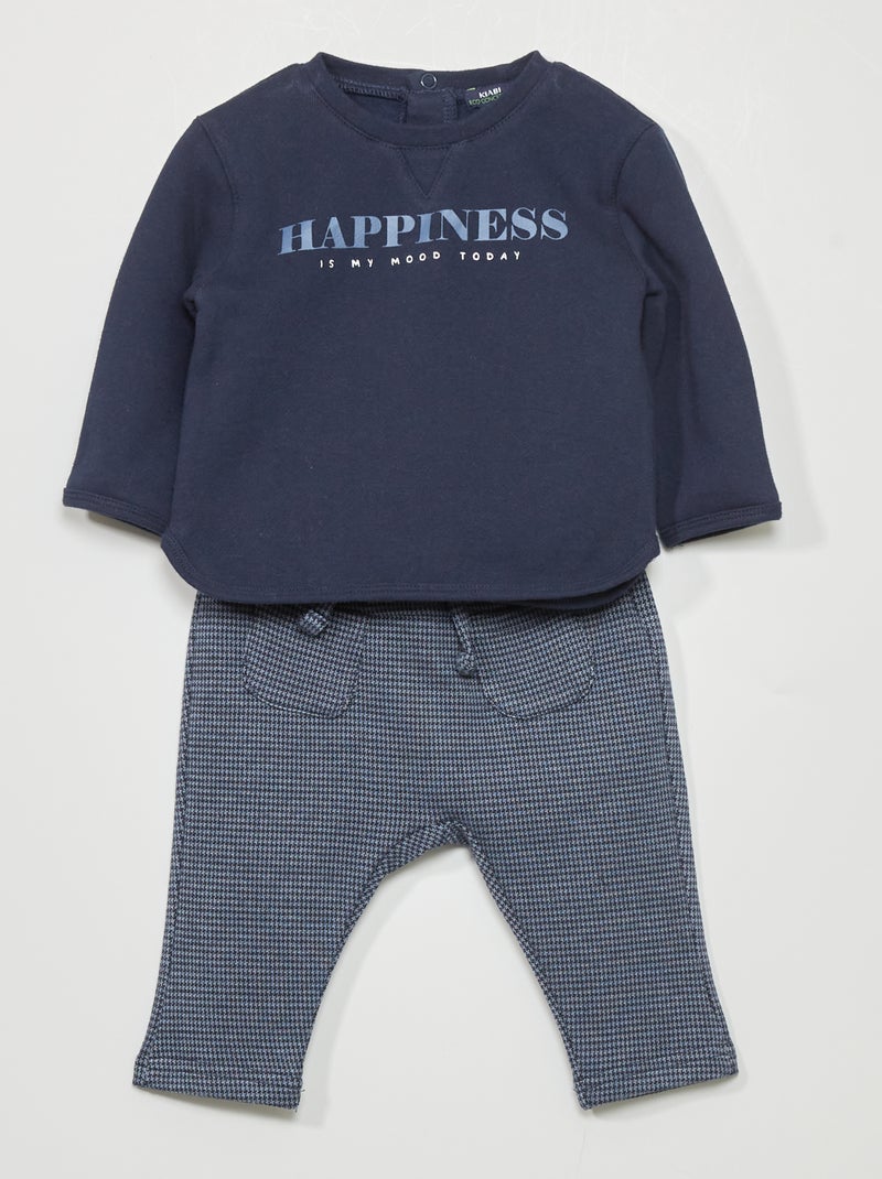 Conjunto em moletão - Sweatshirt + calças AZUL - Kiabi