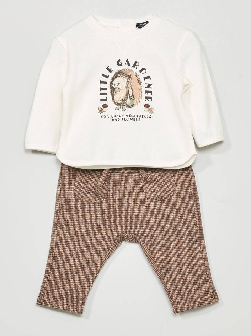 Conjunto em moletão - Sweatshirt + calças BRANCO - Kiabi