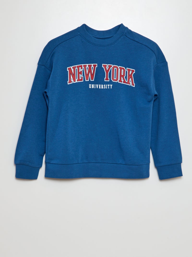 Conjunto em moletão estampado sweatshirt + calças - 2 peças AZUL - Kiabi