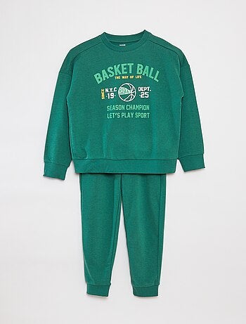 Conjunto em moletão estampado sweatshirt + calças - 2 peças