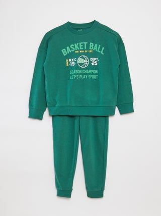 Conjunto em moletão estampado sweatshirt + calças - 2 peças
