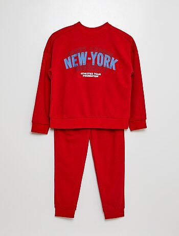 Conjunto em moletão estampado sweatshirt + calças - 2 peças