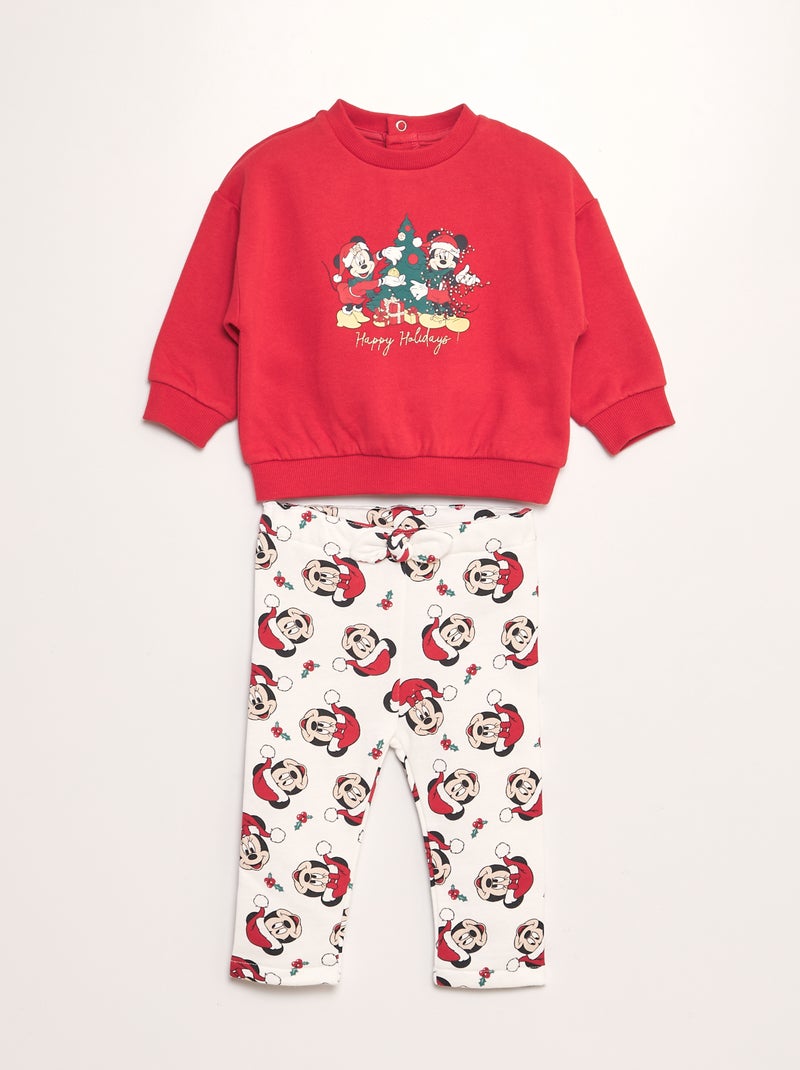 Conjunto em moletão 'Minnie e Mickey'  - 2 peças VERMELHO - Kiabi