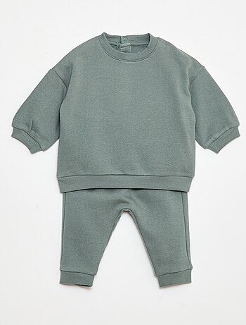Conjunto em moletão: sweatshirt e calças - 2 peças